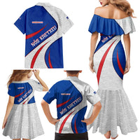 Cape Verde Family Matching Mermaid Dress and Hawaiian Shirt with Blue Red Flag Nós Kretxeu Spirit