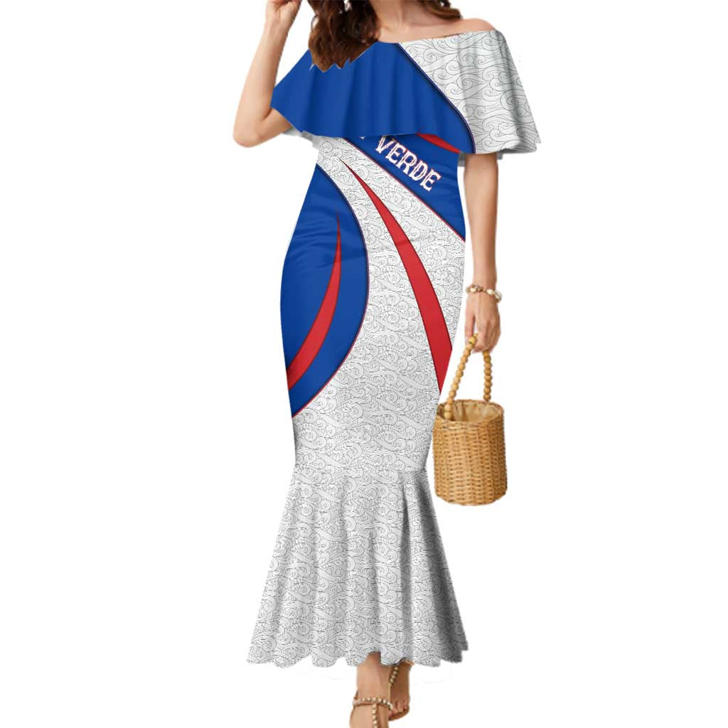 Cape Verde Family Matching Mermaid Dress and Hawaiian Shirt with Blue Red Flag Nós Kretxeu Spirit