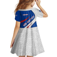 Cape Verde Family Matching Off The Shoulder Long Sleeve Dress and Hawaiian Shirt with Blue Red Flag Nós Kretxeu Spirit