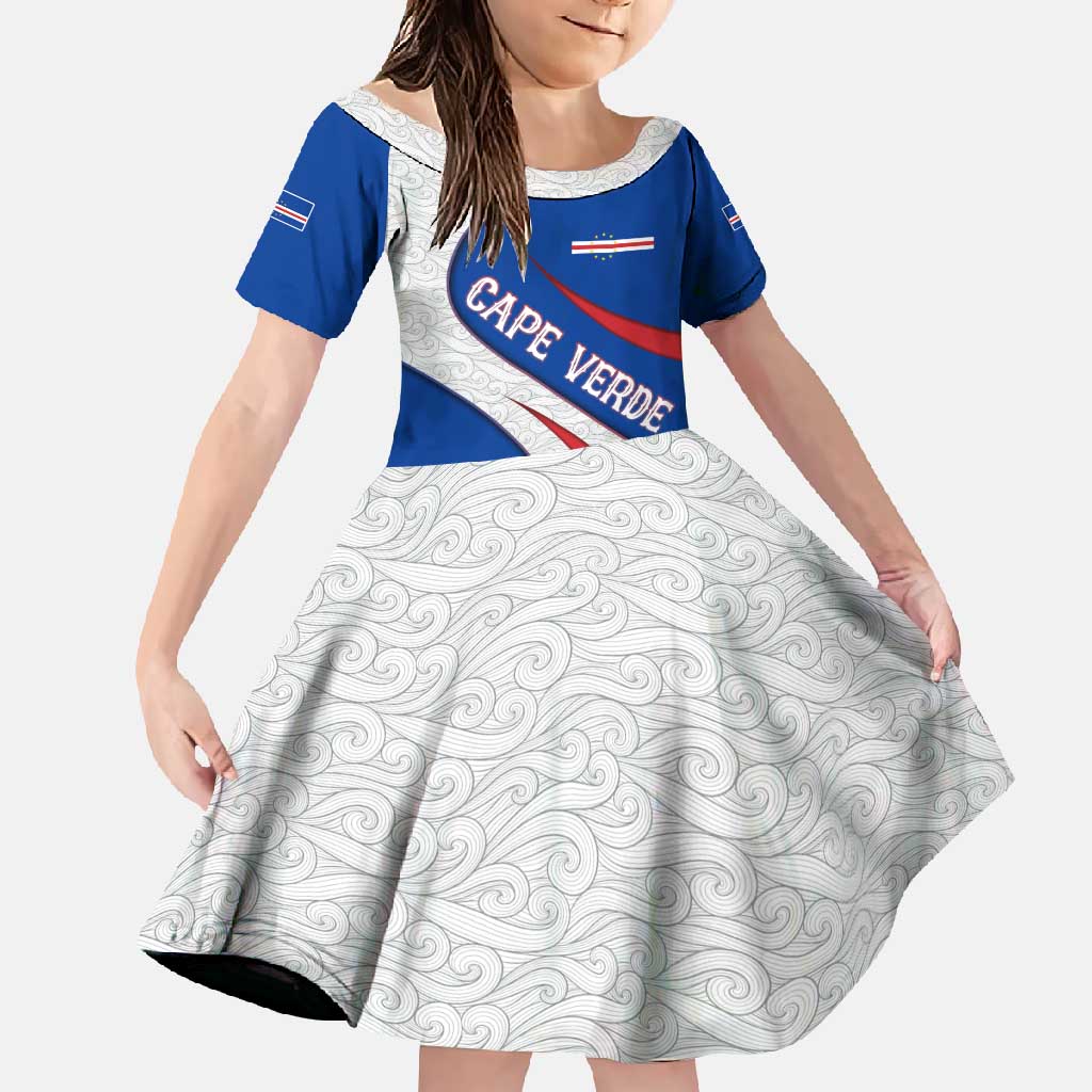 Cape Verde Family Matching Off Shoulder Maxi Dress and Hawaiian Shirt with Blue Red Flag Nós Kretxeu Spirit