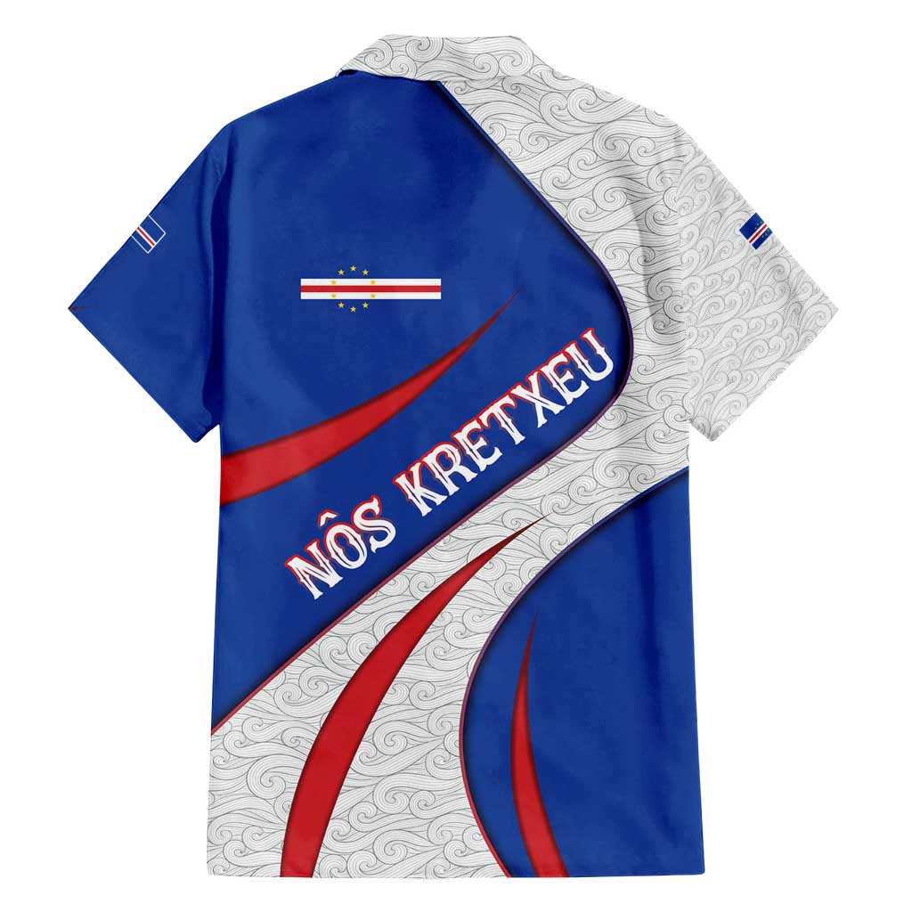 Cape Verde Family Matching Off Shoulder Maxi Dress and Hawaiian Shirt with Blue Red Flag Nós Kretxeu Spirit