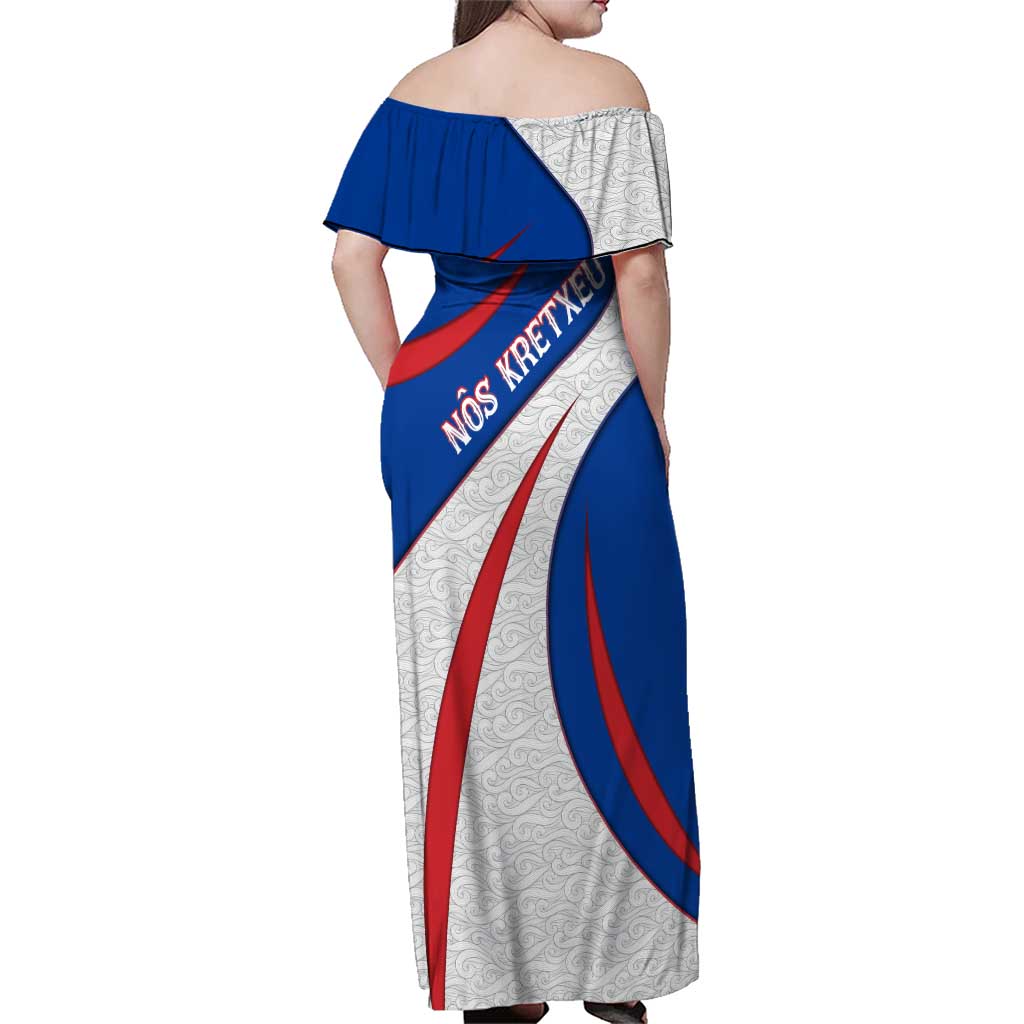 Cape Verde Family Matching Off Shoulder Maxi Dress and Hawaiian Shirt with Blue Red Flag Nós Kretxeu Spirit