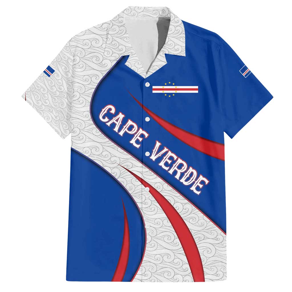 Cape Verde Family Matching Off Shoulder Short Dress and Hawaiian Shirt with Blue Red Flag Nós Kretxeu Spirit