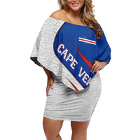 Cape Verde Family Matching Off Shoulder Short Dress and Hawaiian Shirt with Blue Red Flag Nós Kretxeu Spirit