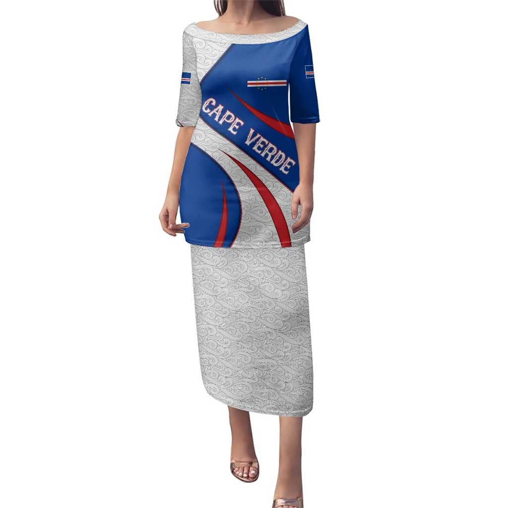 Cape Verde Family Matching Puletasi and Hawaiian Shirt with Blue Red Flag Nós Kretxeu Spirit