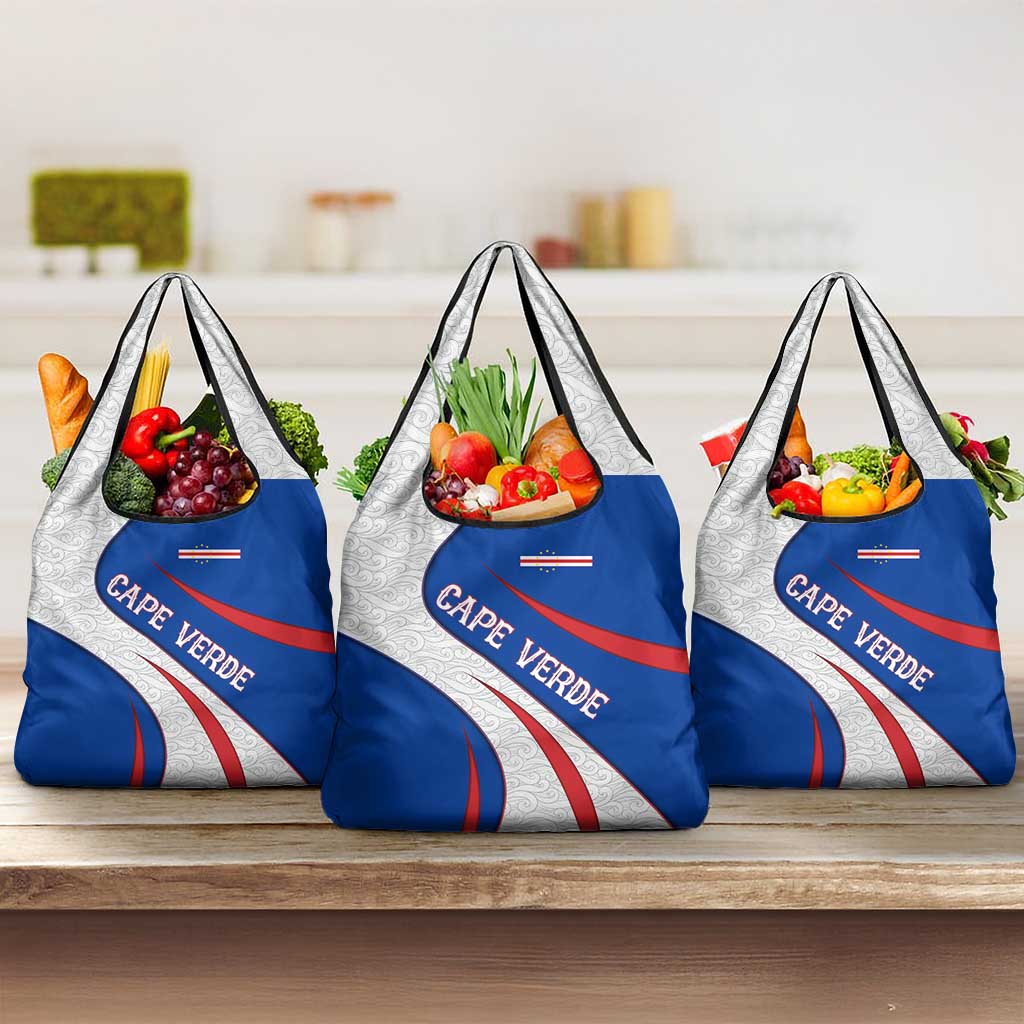 Cape Verde Grocery Bag with Blue Red Flag Nós Kretxeu Spirit