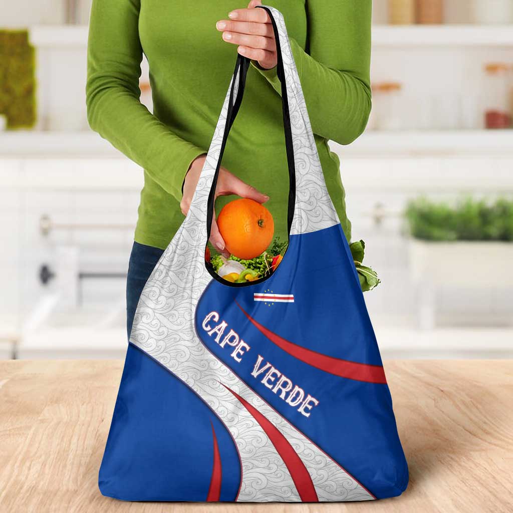 Cape Verde Grocery Bag with Blue Red Flag Nós Kretxeu Spirit