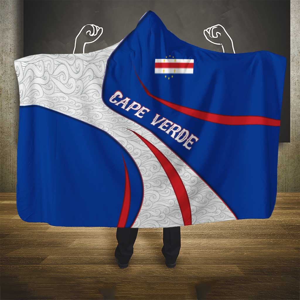 Cape Verde Hooded Blanket with Blue Red Flag Nós Kretxeu Spirit