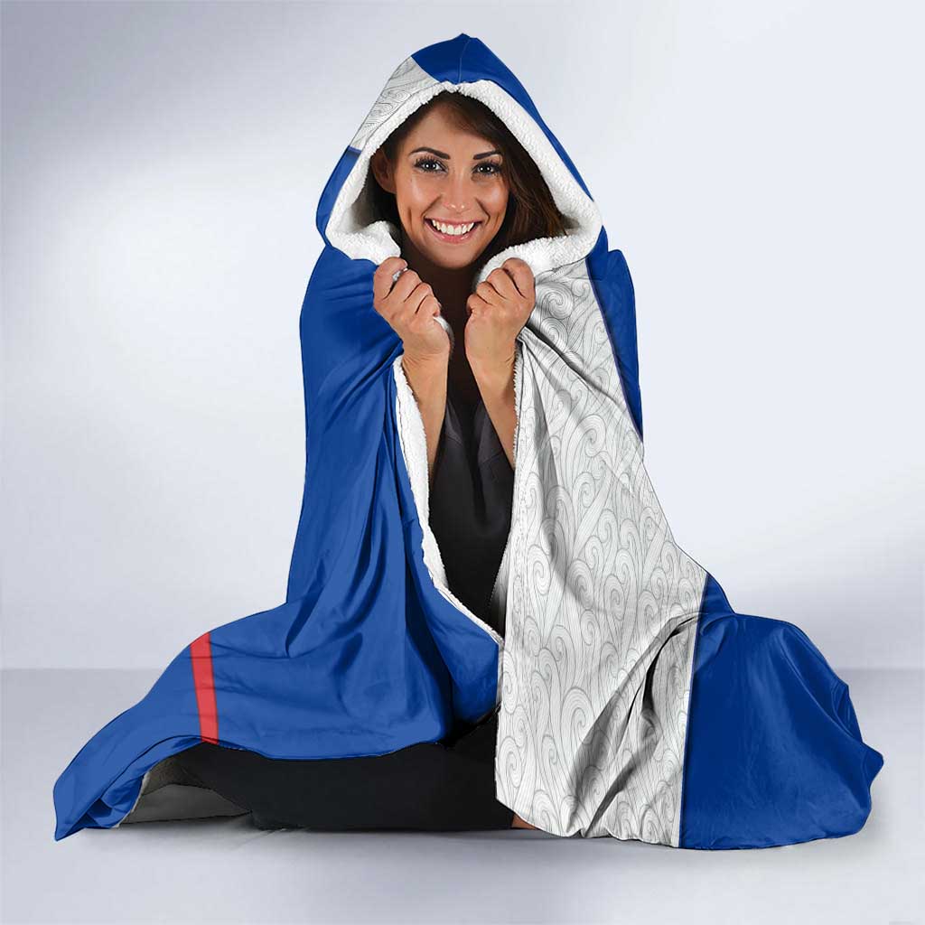 Cape Verde Hooded Blanket with Blue Red Flag Nós Kretxeu Spirit