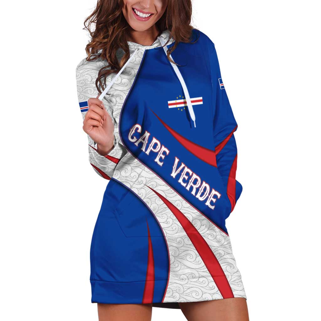 Cape Verde Hoodie Dress with Blue Red Flag Nós Kretxeu Spirit