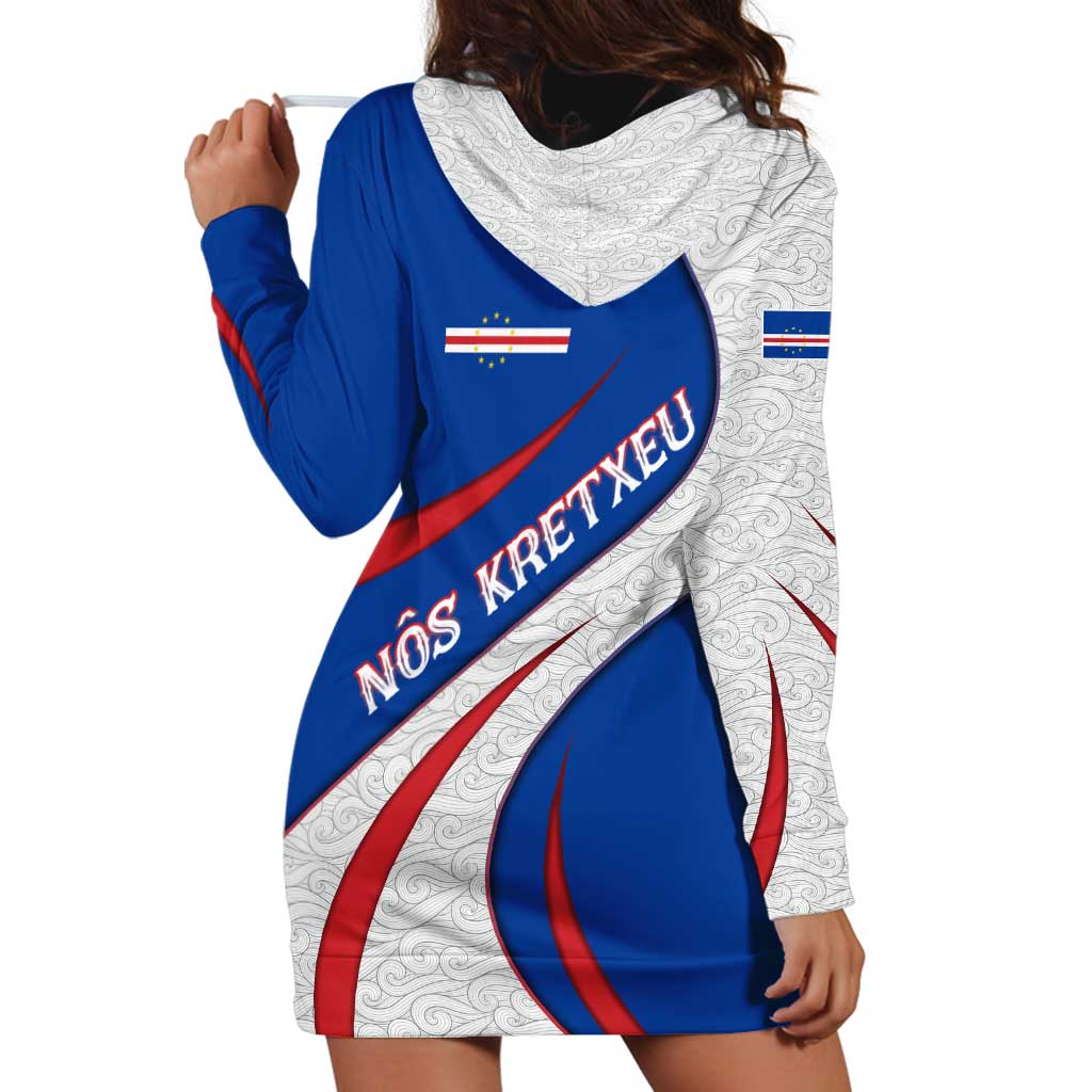 Cape Verde Hoodie Dress with Blue Red Flag Nós Kretxeu Spirit