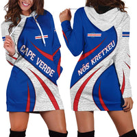 Cape Verde Hoodie Dress with Blue Red Flag Nós Kretxeu Spirit