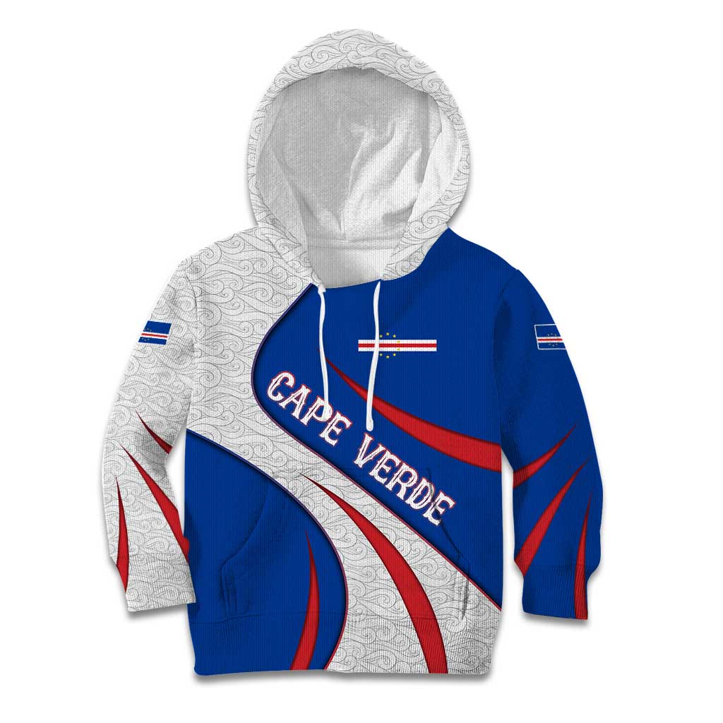 Cape Verde Kid Hoodie with Blue Red Flag Nós Kretxeu Spirit
