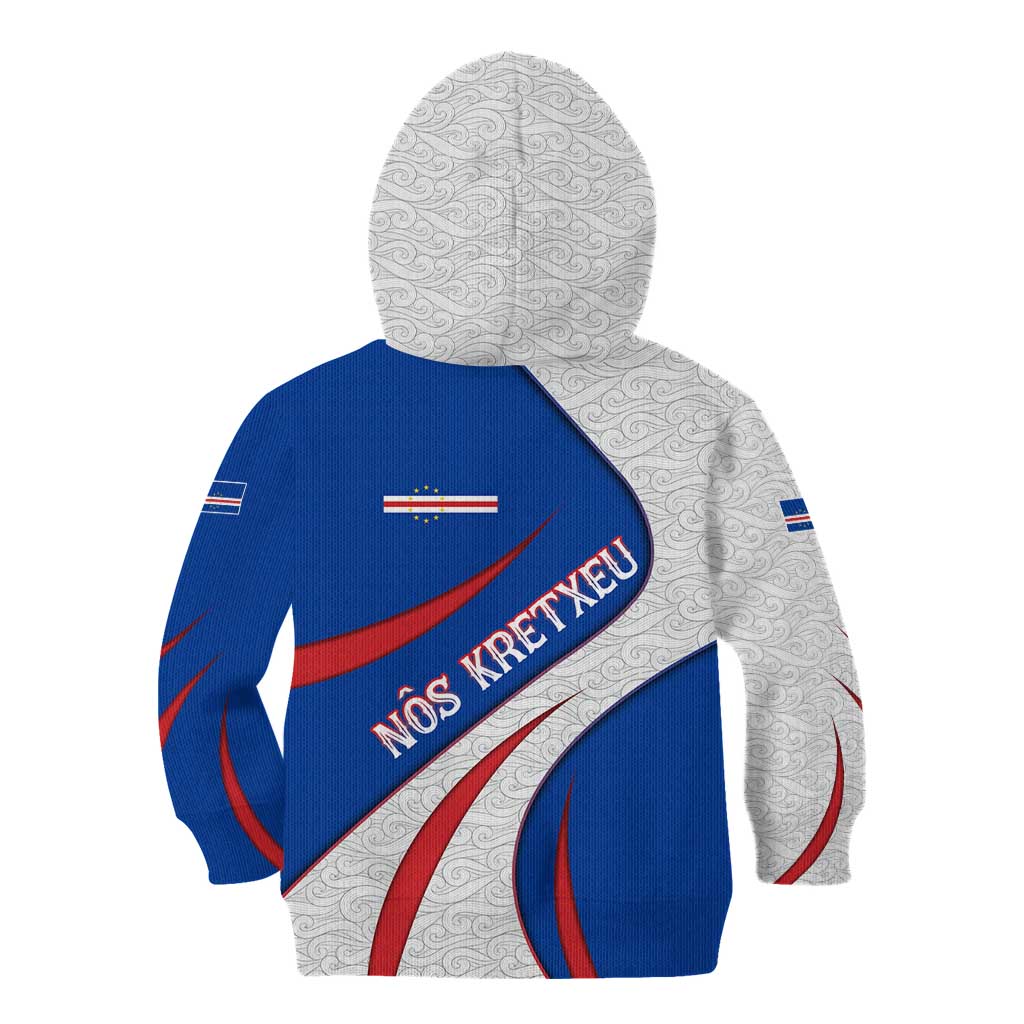 Cape Verde Kid Hoodie with Blue Red Flag Nós Kretxeu Spirit