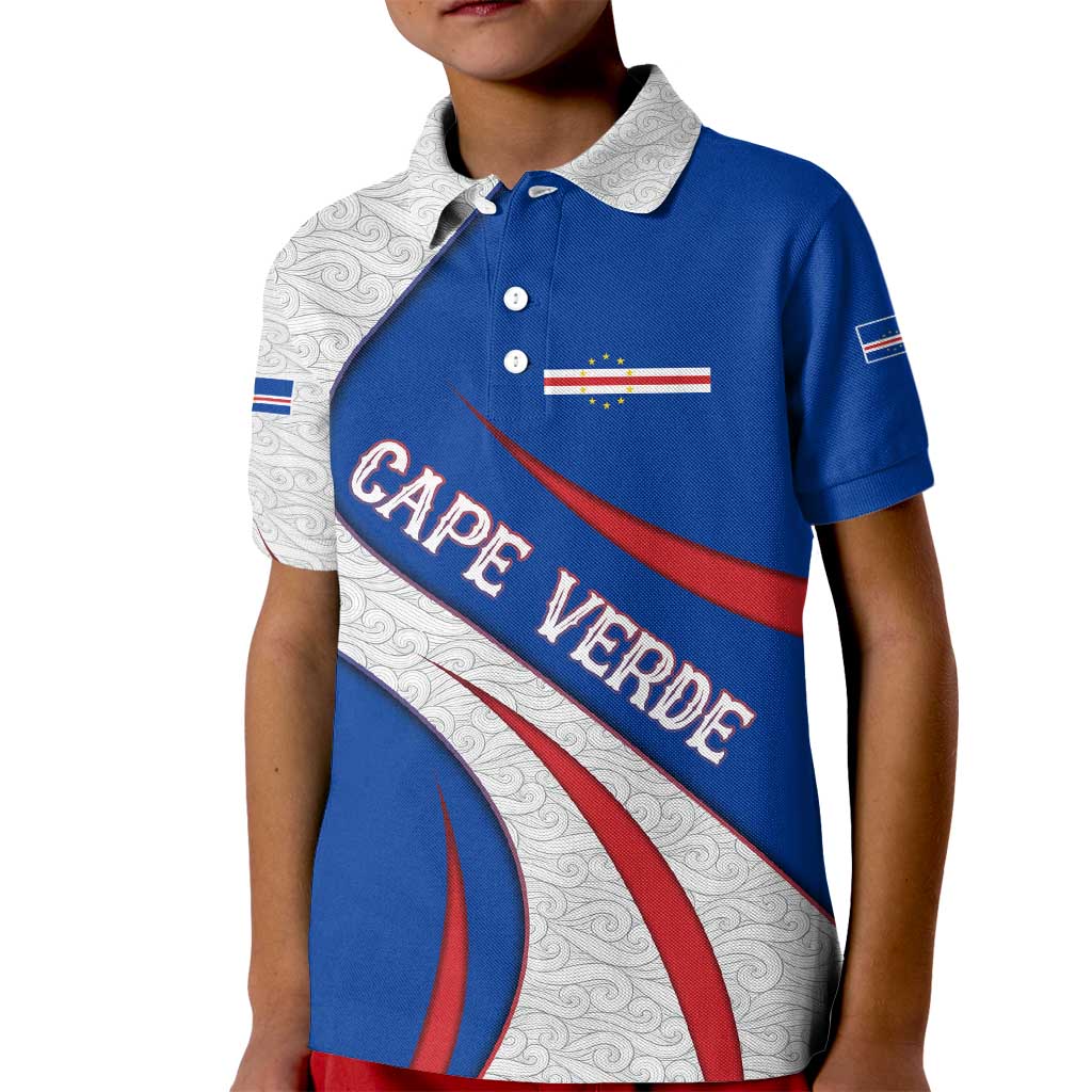 Cape Verde Kid Polo Shirt with Blue Red Flag Nós Kretxeu Spirit