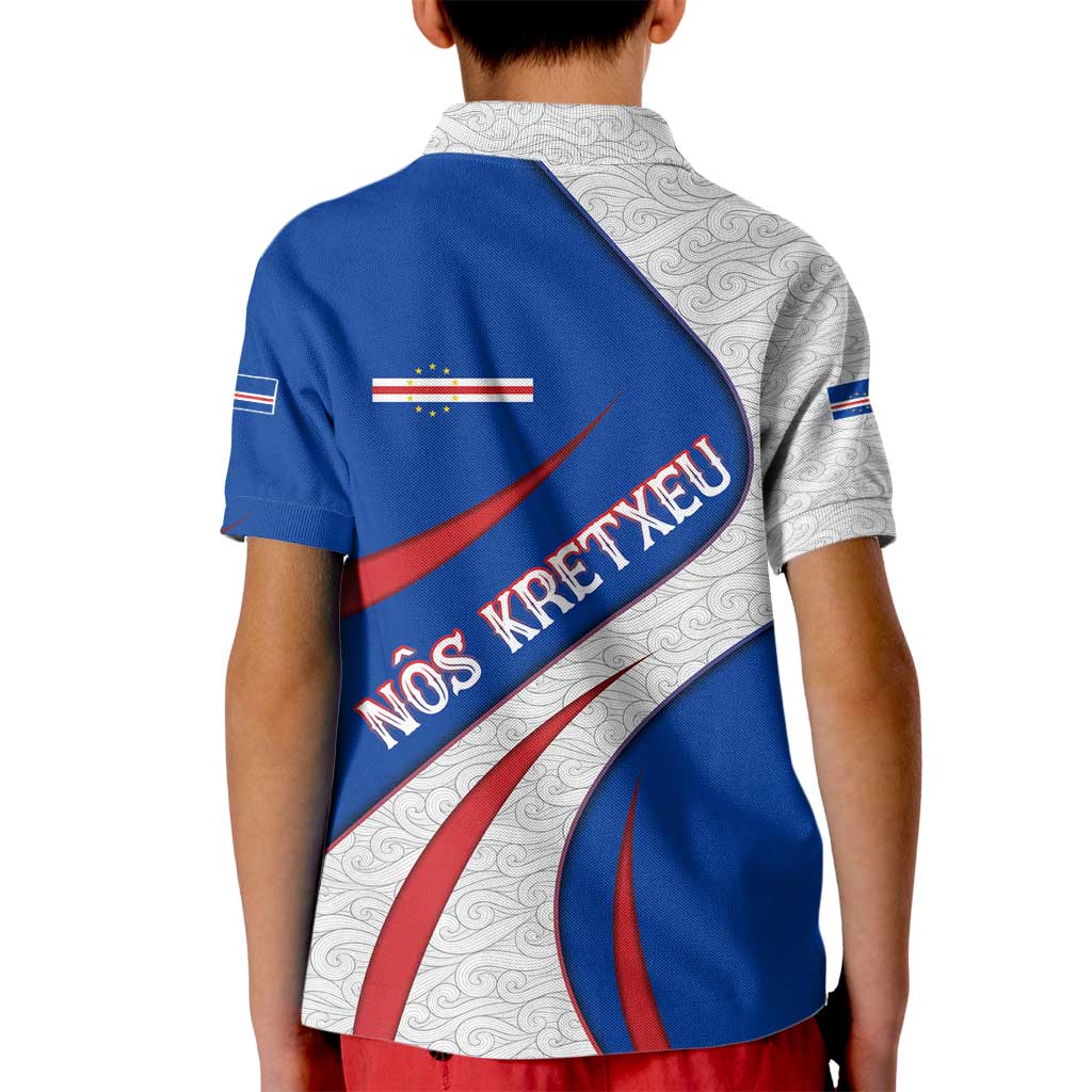 Cape Verde Kid Polo Shirt with Blue Red Flag Nós Kretxeu Spirit