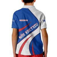 Cape Verde Kid Polo Shirt with Blue Red Flag Nós Kretxeu Spirit