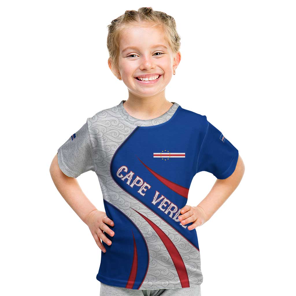 Cape Verde Kid T Shirt with Blue Red Flag Nós Kretxeu Spirit