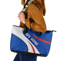 Cape Verde Leather Tote Bag with Blue Red Flag Nós Kretxeu Spirit