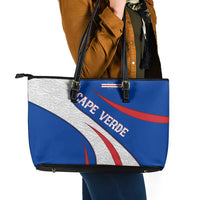 Cape Verde Leather Tote Bag with Blue Red Flag Nós Kretxeu Spirit