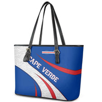 Cape Verde Leather Tote Bag with Blue Red Flag Nós Kretxeu Spirit