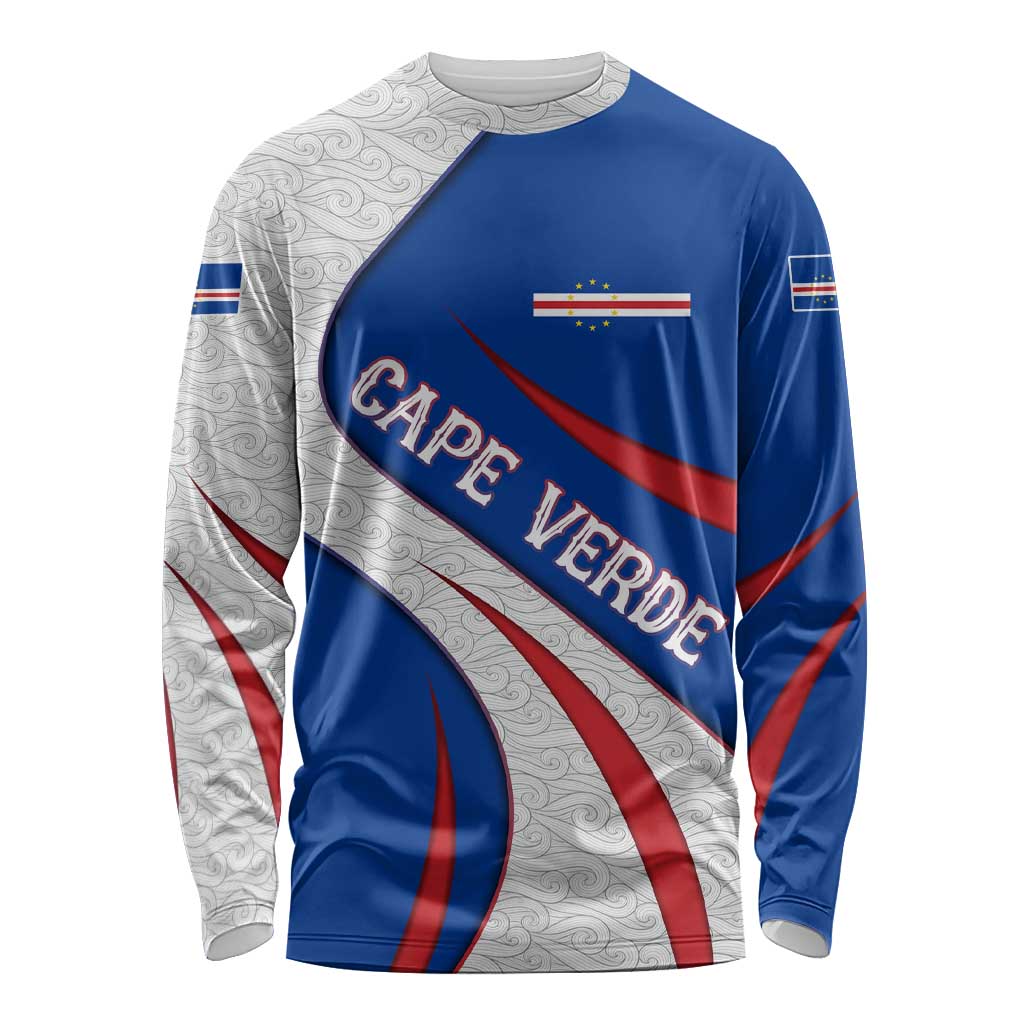 Cape Verde Long Sleeve Shirt with Blue Red Flag Nós Kretxeu Spirit