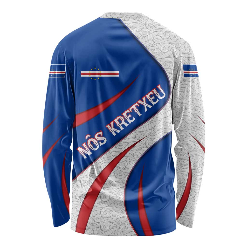 Cape Verde Long Sleeve Shirt with Blue Red Flag Nós Kretxeu Spirit