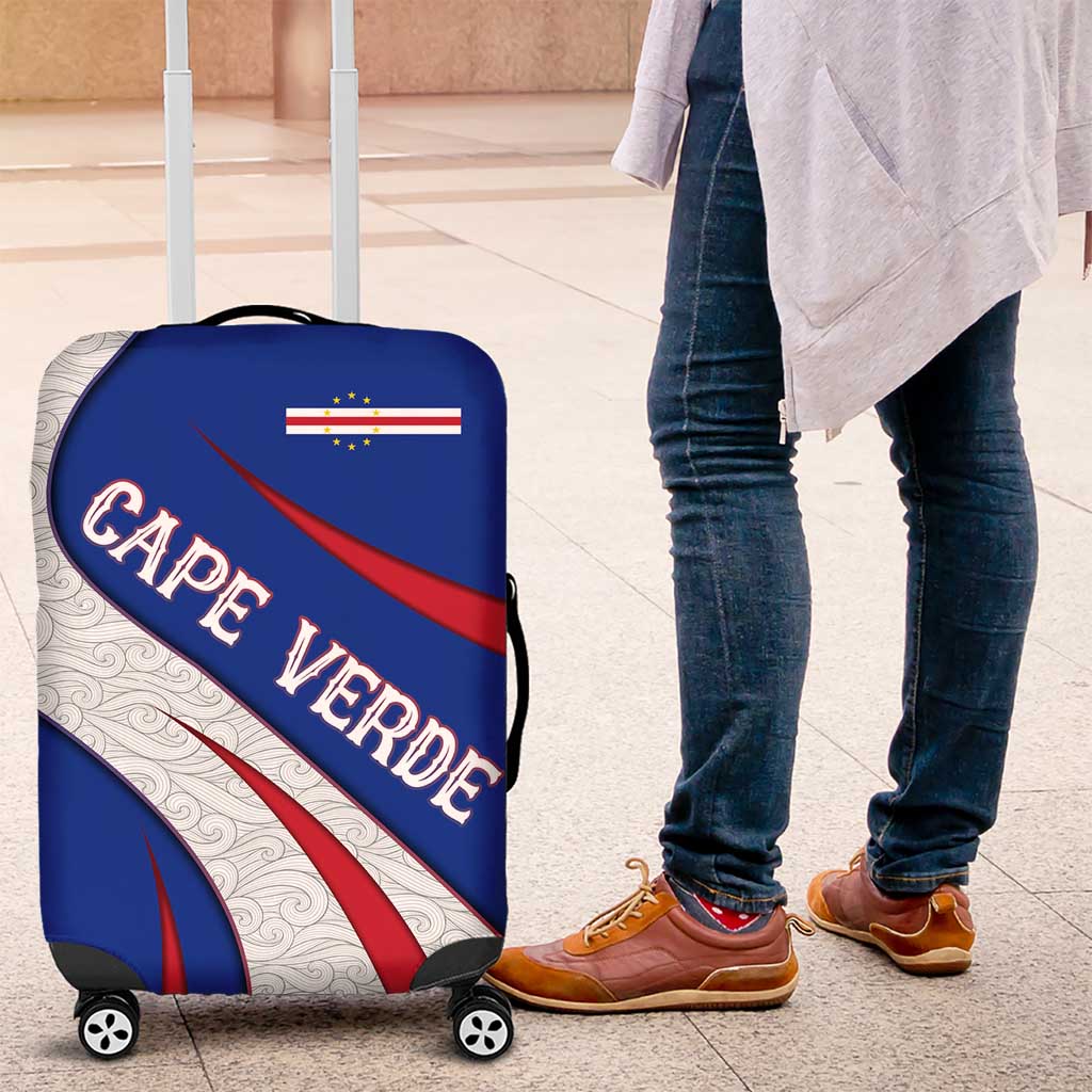 Cape Verde Luggage Cover with Blue Red Flag Nós Kretxeu Spirit