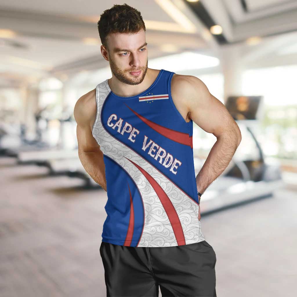 Cape Verde Men Tank Top with Blue Red Flag Nós Kretxeu Spirit