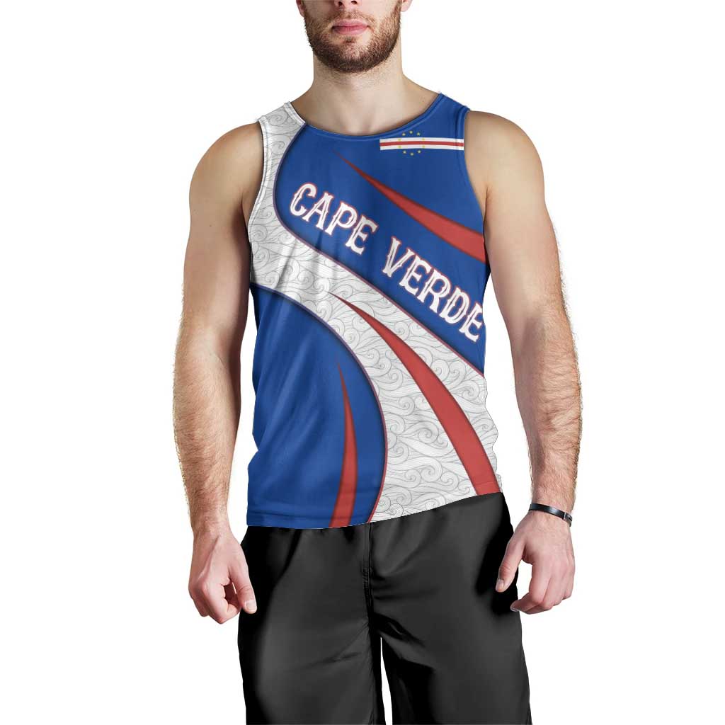 Cape Verde Men Tank Top with Blue Red Flag Nós Kretxeu Spirit