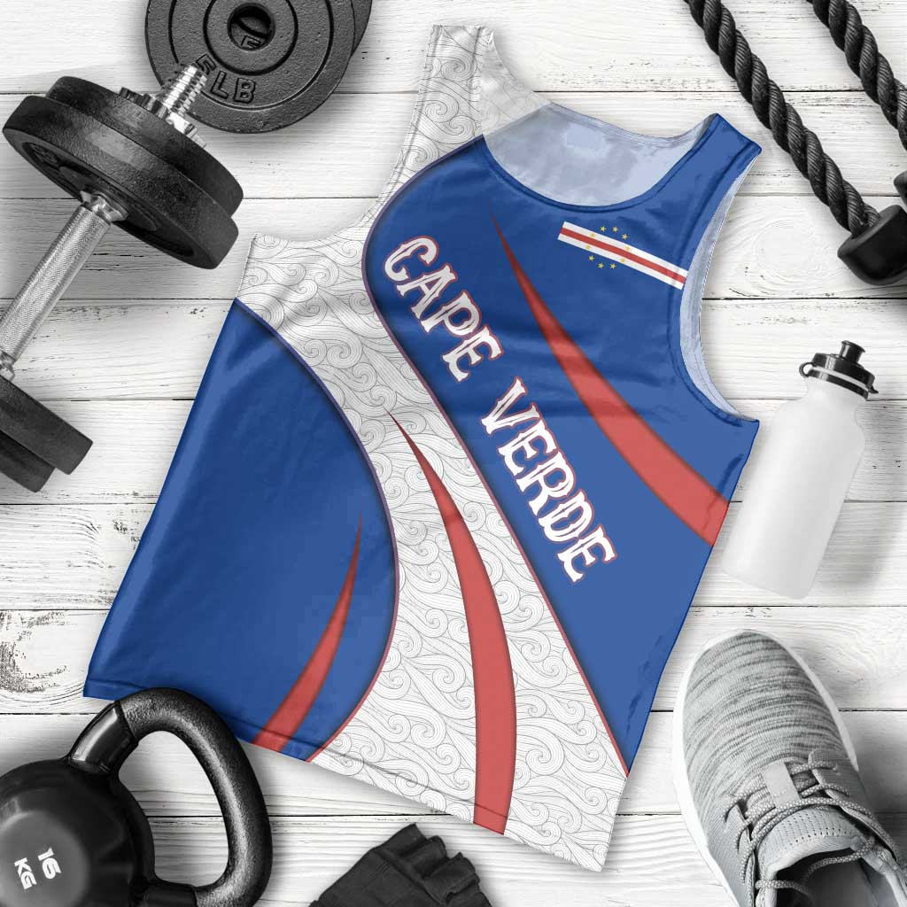 Cape Verde Men Tank Top with Blue Red Flag Nós Kretxeu Spirit