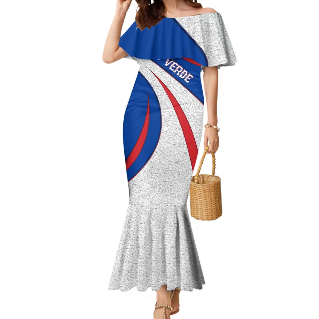 Cape Verde Mermaid Dress with Blue Red Flag Nós Kretxeu Spirit
