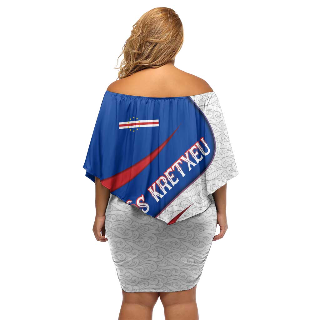 Cape Verde Off Shoulder Short Dress with Blue Red Flag Nós Kretxeu Spirit