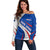 Cape Verde Off Shoulder Sweater with Blue Red Flag Nós Kretxeu Spirit