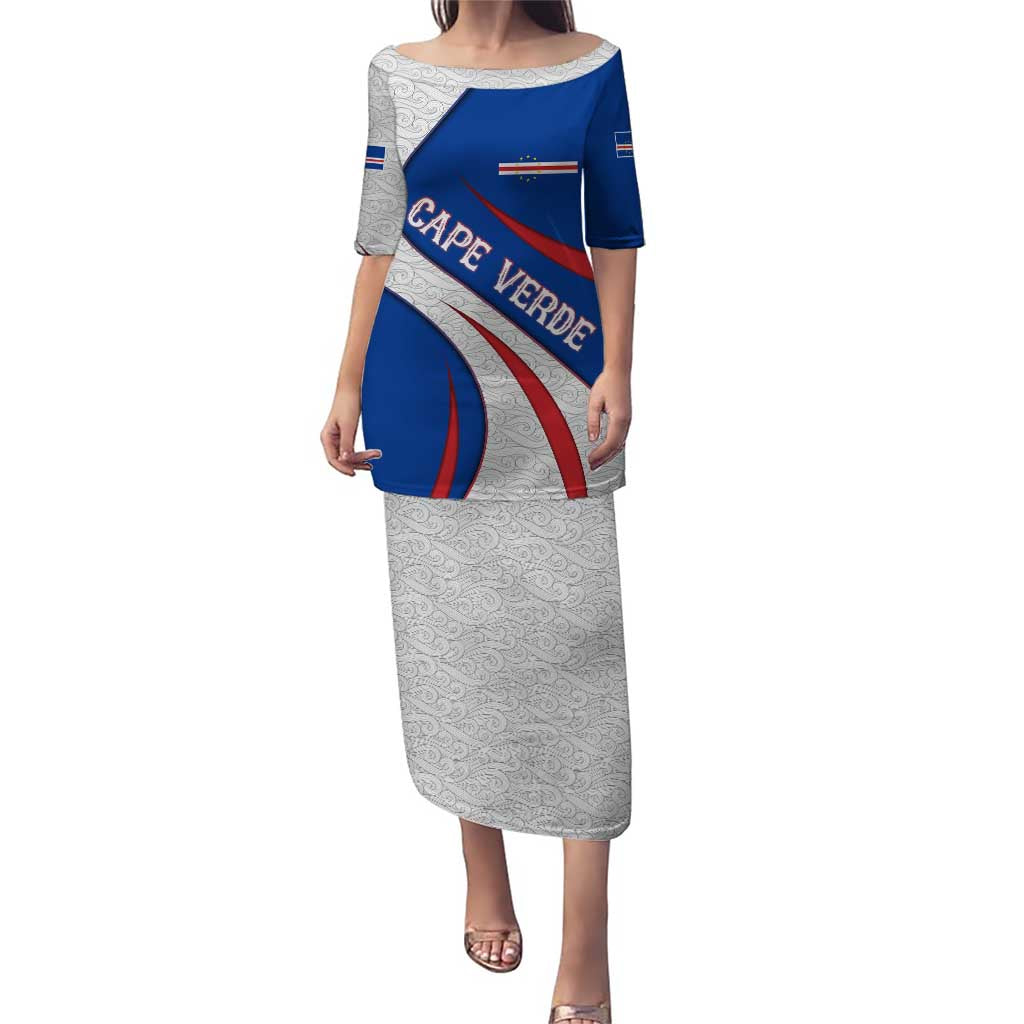 Cape Verde Puletasi with Blue Red Flag Nós Kretxeu Spirit