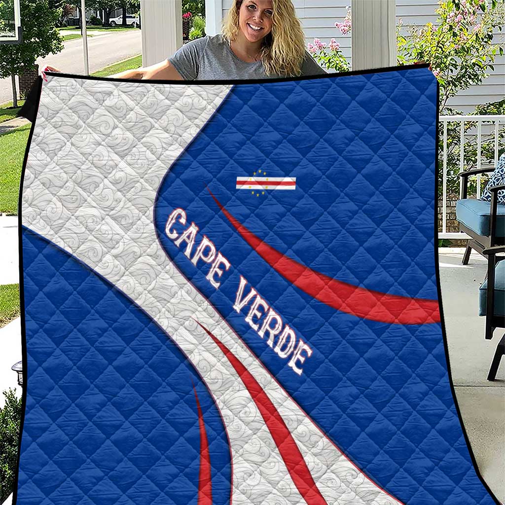 Cape Verde Quilt with Blue Red Flag Nós Kretxeu Spirit