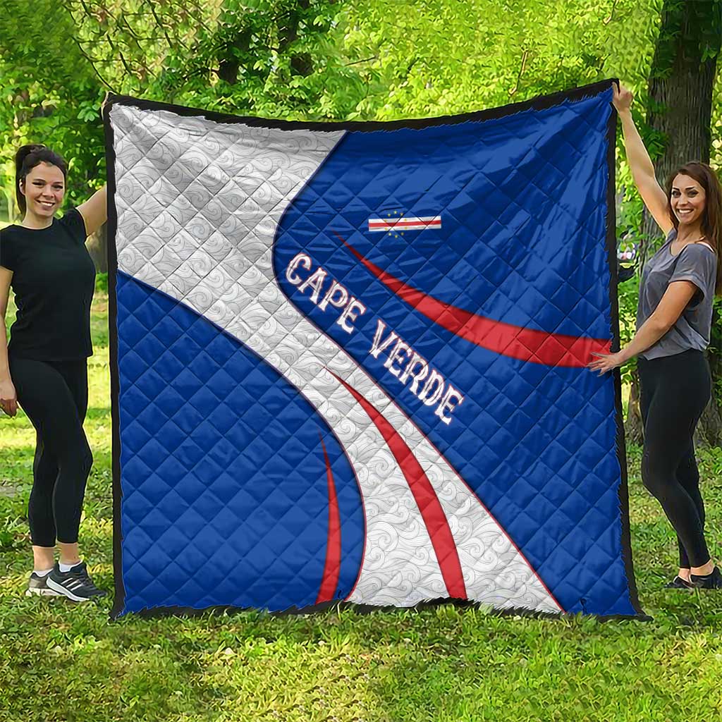 Cape Verde Quilt with Blue Red Flag Nós Kretxeu Spirit