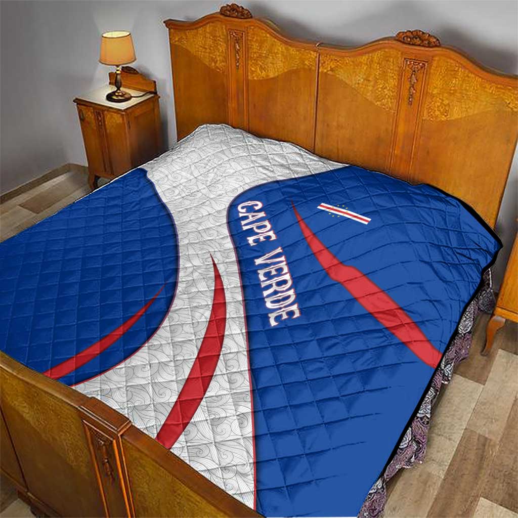 Cape Verde Quilt with Blue Red Flag Nós Kretxeu Spirit