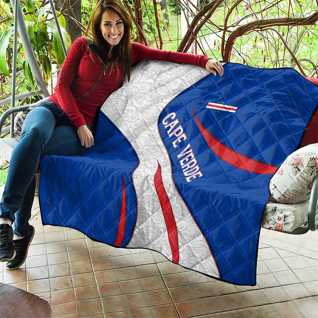 Cape Verde Quilt with Blue Red Flag Nós Kretxeu Spirit