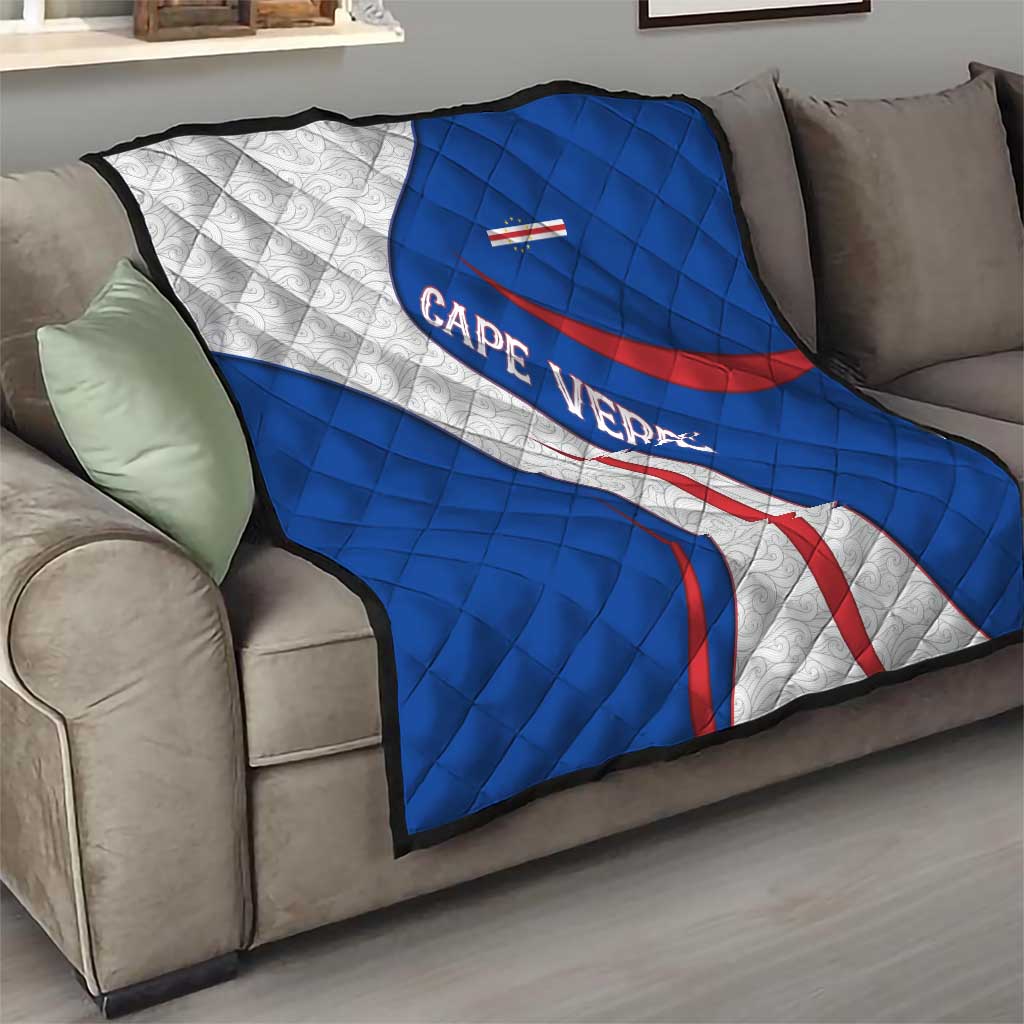Cape Verde Quilt with Blue Red Flag Nós Kretxeu Spirit