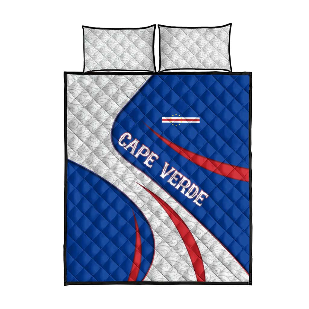 Cape Verde Quilt Bed Set with Blue Red Flag Nós Kretxeu Spirit
