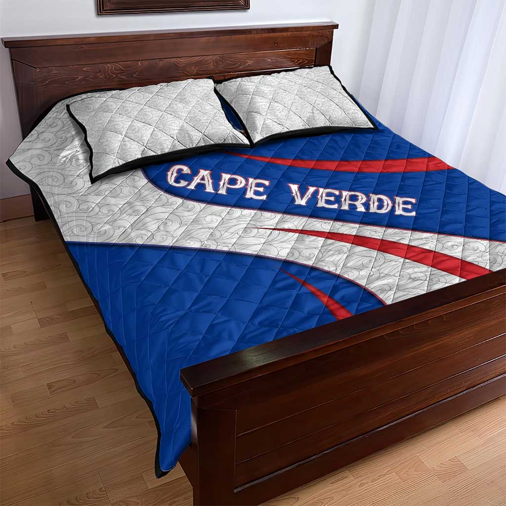 Cape Verde Quilt Bed Set with Blue Red Flag Nós Kretxeu Spirit