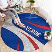 Cape Verde Round Carpet with Blue Red Flag Nós Kretxeu Spirit