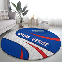 Cape Verde Round Carpet with Blue Red Flag Nós Kretxeu Spirit