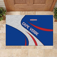 Cape Verde Rubber Doormat with Blue Red Flag Nós Kretxeu Spirit