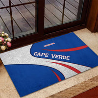Cape Verde Rubber Doormat with Blue Red Flag Nós Kretxeu Spirit
