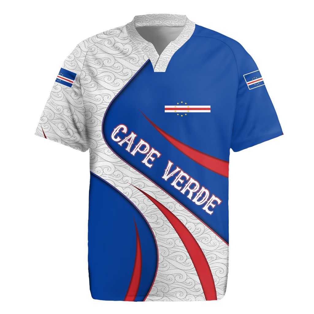 Cape Verde Rugby Jersey with Blue Red Flag Nós Kretxeu Spirit