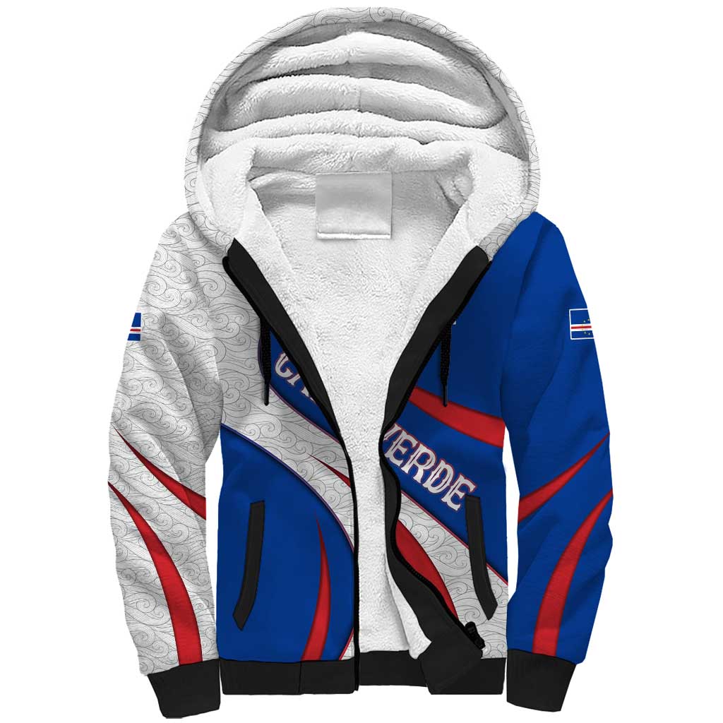 Cape Verde Sherpa Hoodie with Blue Red Flag Nós Kretxeu Spirit
