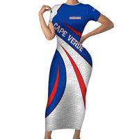 Cape Verde Short Sleeve Bodycon Dress with Blue Red Flag Nós Kretxeu Spirit