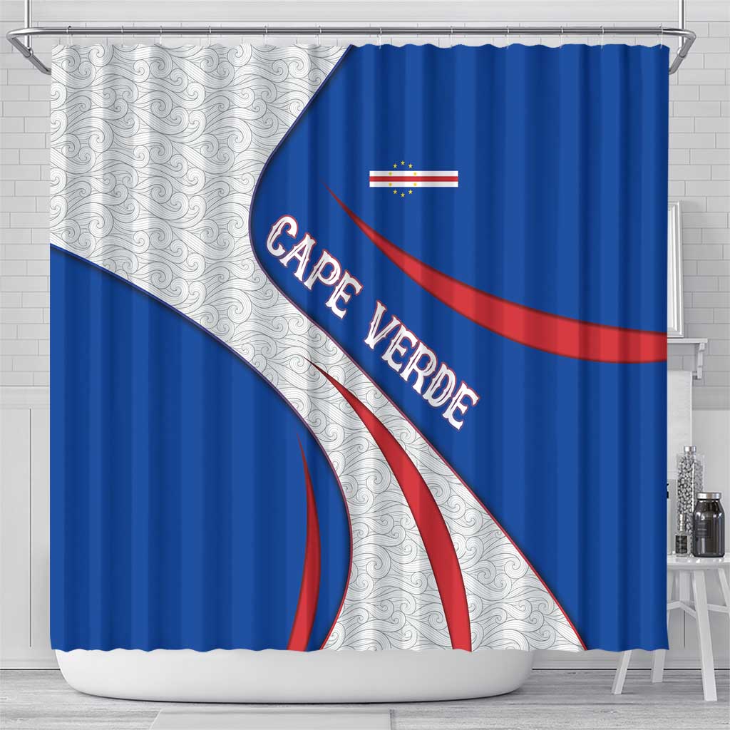 Cape Verde Shower Curtain with Blue Red Flag Nós Kretxeu Spirit